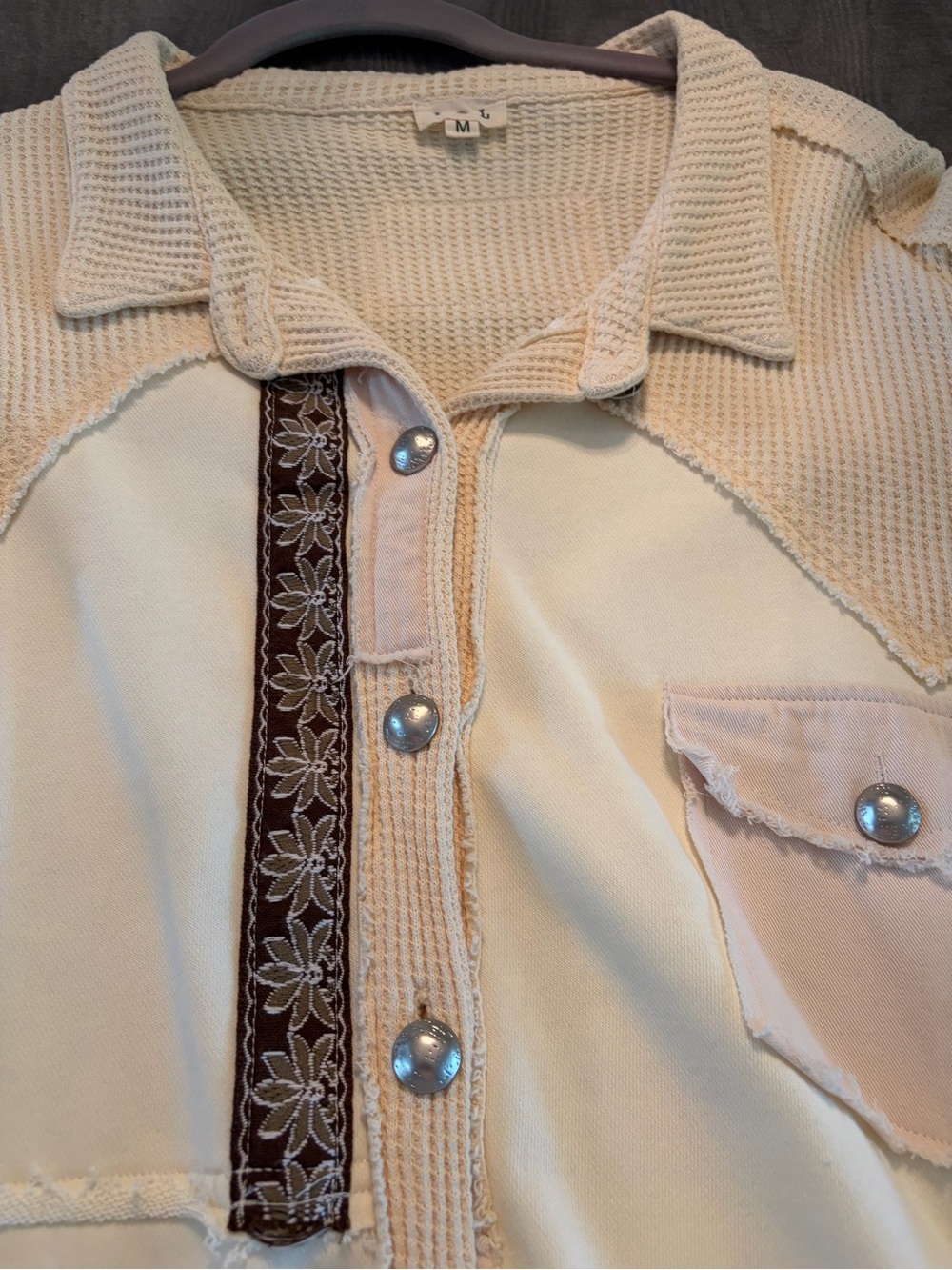 POL Patchwork Cream Jacket NWOT - Picture 4 of 9